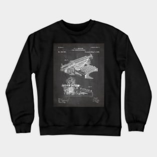 Typewriter Patent - Editor Writer Home Office Décor Art - Black Chalkboard Crewneck Sweatshirt